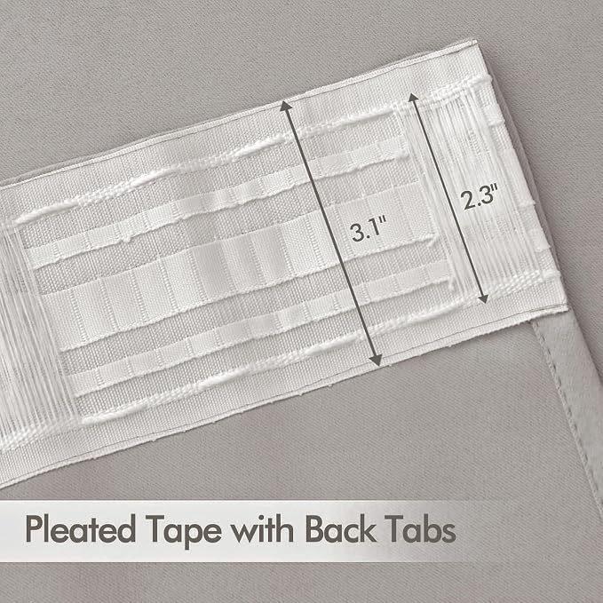 MIULEE Stone Back Tab Blackout Curtains 108 Inch Long 2 Panels Set