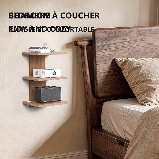 WALI Floating TV Shelf, 3 Tier Projector Shelf