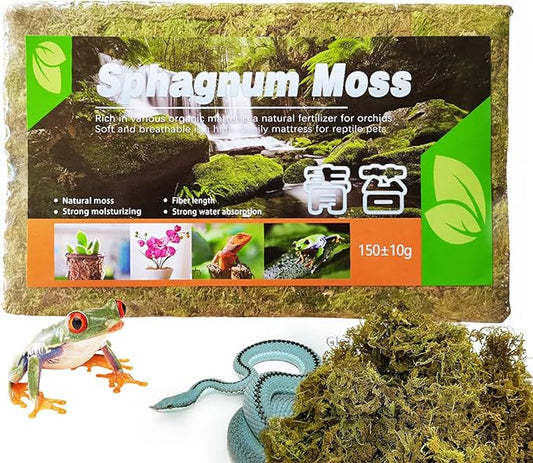 BNOSDM 5.2OZ Natural Sphagnum Moss for Reptiles,7QT Reptile Dried Live Moss Substrate for Terrarium Plants,Frogs Peat Mosses Bedding for Leopard Gecko,Tortoises,Snake,Lizards,Salamanders