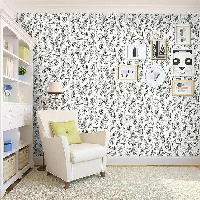 Livebor Olive Leaf Wallpaper Peel and Stick Leaf Contact Paper 17.7inch x