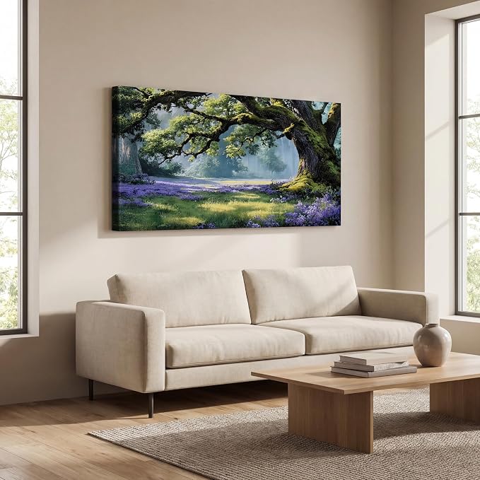 Ardemy Giant Tree Forest Canvas Wall Art 40"x20" Picture – Sunlit Landscape
