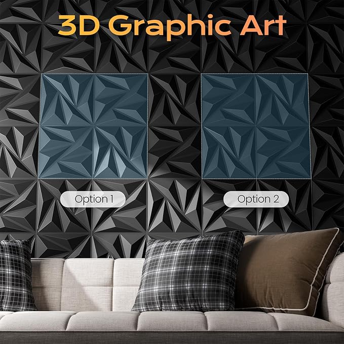 Sonicism Wall Panels Upgrade 72 Pack, 0.7”x11.8”x11.8”Pyramid 3D Wall Panels