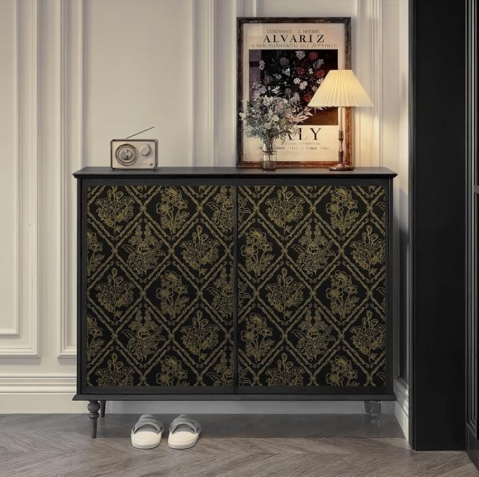 Toduso Peel and Stick Wallpaper Vintage Wall Paper Boho Contact Paper Black and