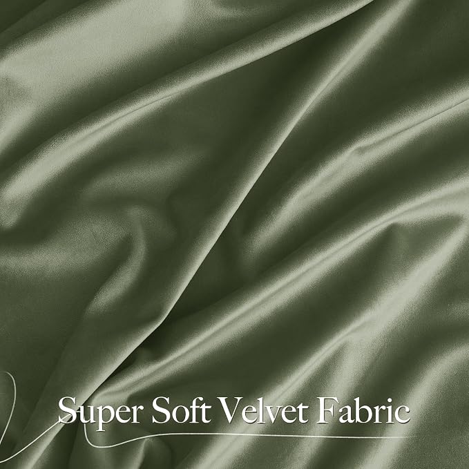 NICETOWN Sage Green Extra Wide Velvet Curtains 84 inches Long 2 Panels