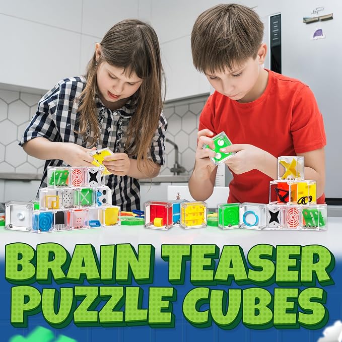 Mini Cube Puzzle Games (72-Pack) 3D Brain Teaser Maze Ball Party Favors | 1.5-In IQ Balance Puzzle Boxes for Kids, Teens & Adults, Mini Games, Stocking Stuffers, Goodie Bags & Carnival Prizes