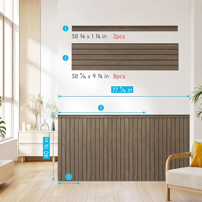 PS Wainscoting Wall Panel Kit, Paintable Waterproof PS Panels