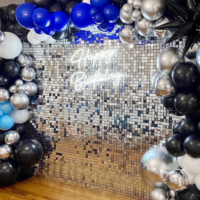 COKAOBE Silver Shimmer Wall Backdrop, Photo Backdrops