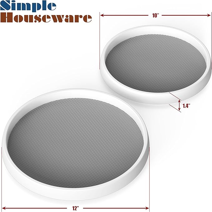 Simple Houseware Lazy Susan Spice Organizer Rotating Tray, 4-Pack (2 Medium 10'', 2 Large 12'')