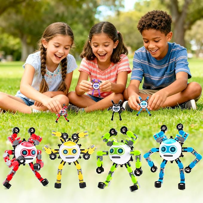 3 PCS Travel Toys Transformable Fidget Spinners Toys for Kids and Adults Sensory Toy for Boys Teens Stress Relief Autism ADHD Cool Road Trip Travel Essential Birthdays Gifts for Party Favors