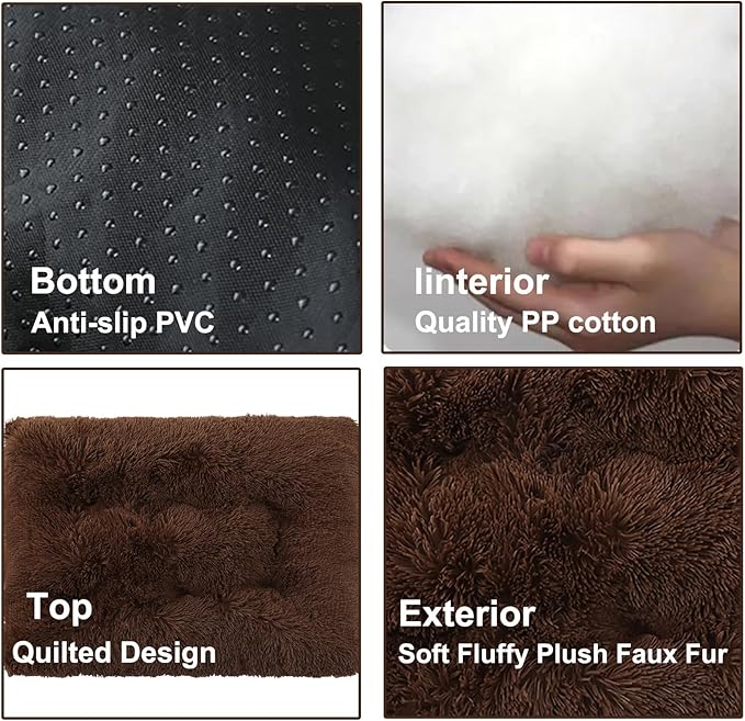 Dog Crate Mat, Dog Bed for Large Dogs, Comfy Fluffy Kennel Pad Anti-Slip for Dog beds & Furniture, Quilted Dog Bed for Pets for Medium/Small Dogs Cats (Color : Coffee, Size : 43x29)