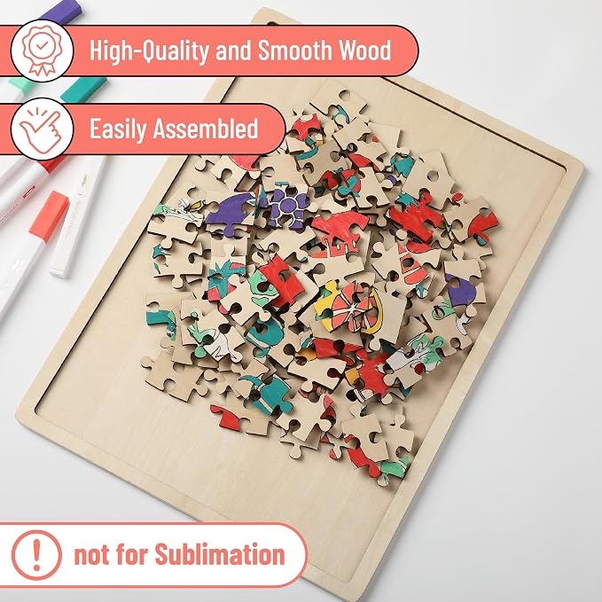 Mr. Pen- Blank Wooden Puzzle, 100 Pieces, 14.2" x 10.6" (Pack of 4)
