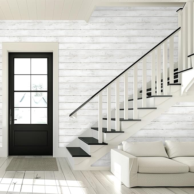 practicalWs 17.7''×393.7'' Wood Shiplap Peel and Stick Wallpaper, Self Adhesive