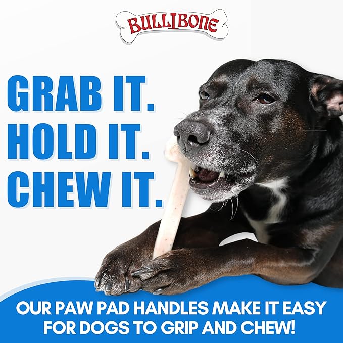 Bullibone Nylon Dog Chew Toy for Aggressive Chewers - Dental Hygiene Bone with Peanut Butter Flavor, Durable Tough Chew Toys for Extra Large Dogs, Indestructible Dog Bone - Single
