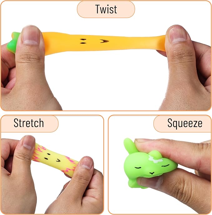 Mr. Pen- Easter Squishy Toys for Kids, 12 Pack | Washable Twistable Stretchy Squishies, Soft Stress Relief Sensory Toys for Squeezing, Easter Basket Stuffers