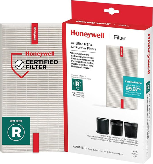 Honeywell HEPA Air Purifier Filter R, 1-Pack for HPA 100/200/300, 3000 and 5000 Series - Airborne Allergen Air Filter Replacement Targets Wildfire/Smoke, Pollen, Pet Dander, and Dust