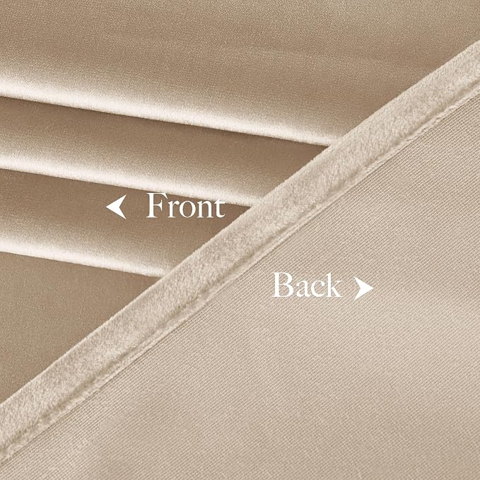 NICETOWN Beige Velvet Curtains 102 inches Long 52 inch Wide 2 Panels, Luxury