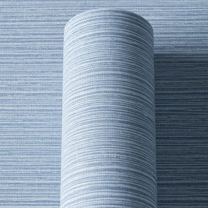 Grasscloth Textured Wallpaper Dark Blue Linen Thick 24" X 394" Fabric Contact