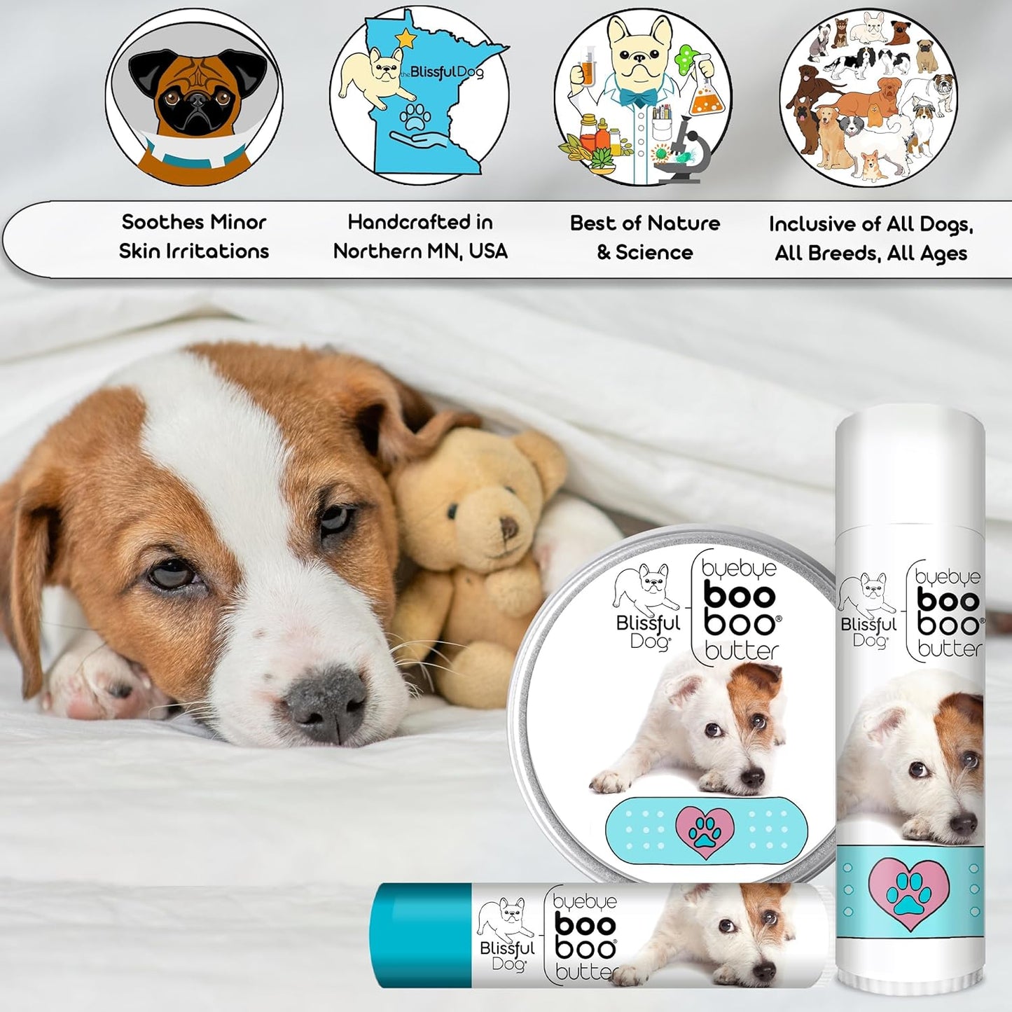 The Blissful Dog 4 oz TIN Jack Russell Terrier Booboo Butter