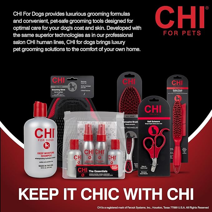 CHI Dog Brush for, Porcupine Brush for Dogs - Grooming Tools for Dogs & Puppies, Removes Mats and Tangles, Ionic Technology, Ergonomic Soft Grip Handle, Suitable for All Hair Types
