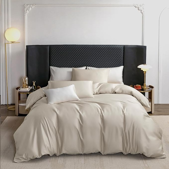 MooMee Duvet Cover Set 100% Extra Long Staple Cotton 600 Thread Count Silky Sateen Smooth Luxury Soft Breathable Durable Hotel Quality Bedding, 3 Pieces (Baby Blue, Queen 90"x90")