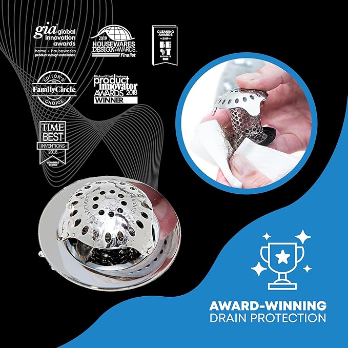 TubShroom Ultra Revolutionary Bath Tub Drain Protector Hair Catcher/Strainer/Snare Stainless Steel, Single Pack