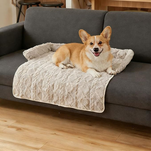 Dream Cloud Pet Sofa Bed for Couch, 2026 Upgraded Plush Washable Waterproof Non-Slip Pet Mat, Cozy Furniture Protector for Small Medium Dogs & Cats (Beige)