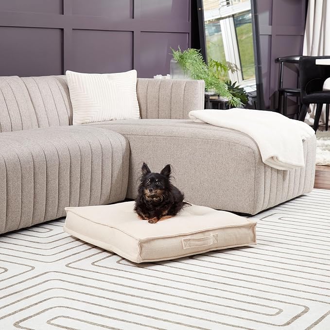 South Pine Porch Mila Square Tufted Pillow Style Dog Bed, Cream, Small (24" x 24")
