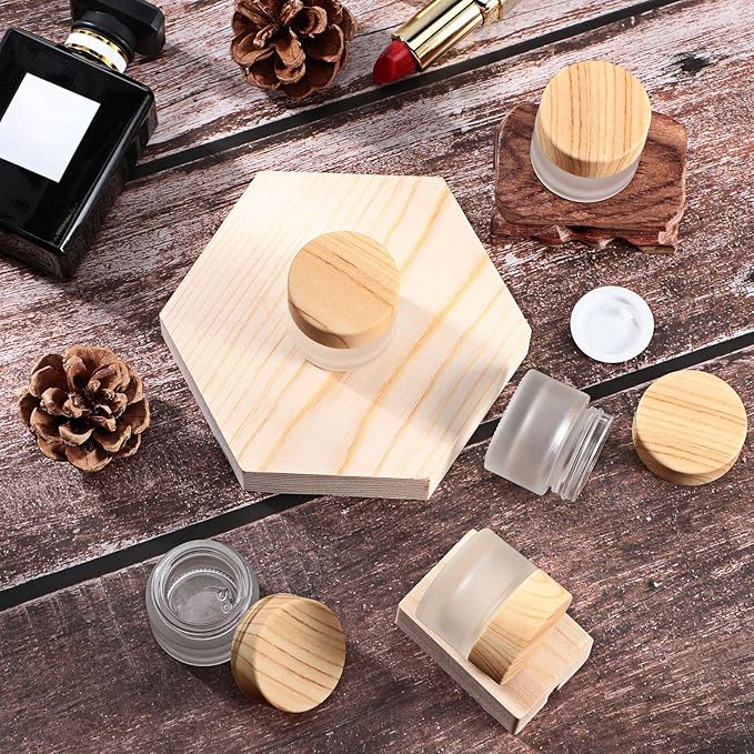 Geiserailie 30 Pieces Glass Cosmetic Containers Empty Sample Jars with Leak Proof Lids Makeup Sample Containers for Lotion Cream Cosmetic (10 Gram)