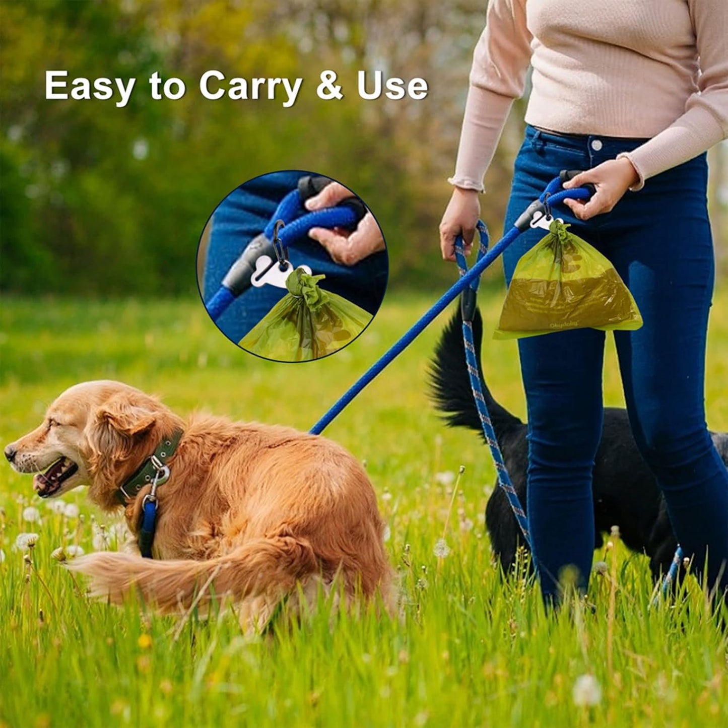 Dog Waste Bag Dispenser Pet Poop Bags Holder for Doggie Waste Bags Dispensers Soft Fabric Zipper Small Doggy Puppy Pouch for Leash Accessory Attachment with Carrier,Green