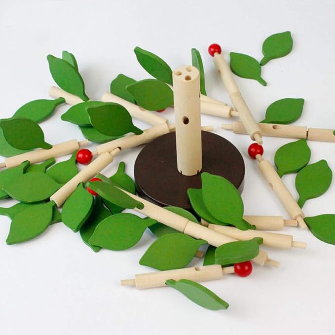 Early Childhood Building Blocks Wooden Assembling Tree Combination Boys and Girls DIY Disassembly Puzzles Educational Toys Home Office Decoration (Green)-3 Yrs+