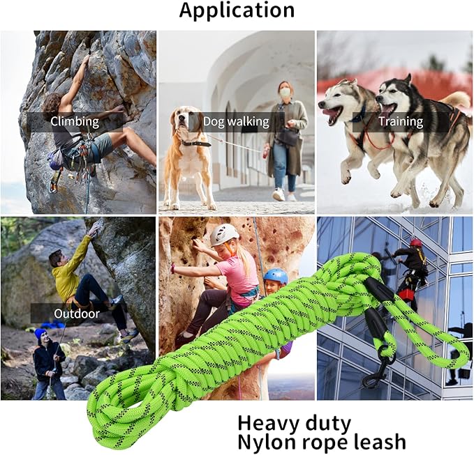Long Dog Leash for Training 30Ft-Reflective Nylon Rope with Swivel Hook-Recall Agility Lead for Large Small Medium Dogs Outside Walking Hiking-Green