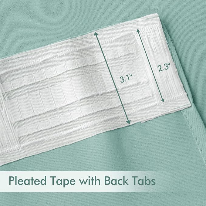 MIULEE Aqua Back Tab Blackout Curtains 90 Inches Long 2 Panels Set