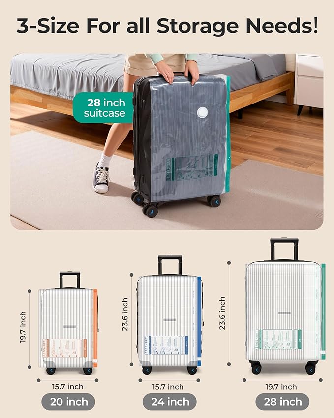 BAGSMART Vacuum Storage Bags for Travel with Rechargeable Air Pump, 18 Pack Portable Space Saver Bags for Travel & Home, Vacuum Compression Seal Bag for Clothing, Blanket, Duvets