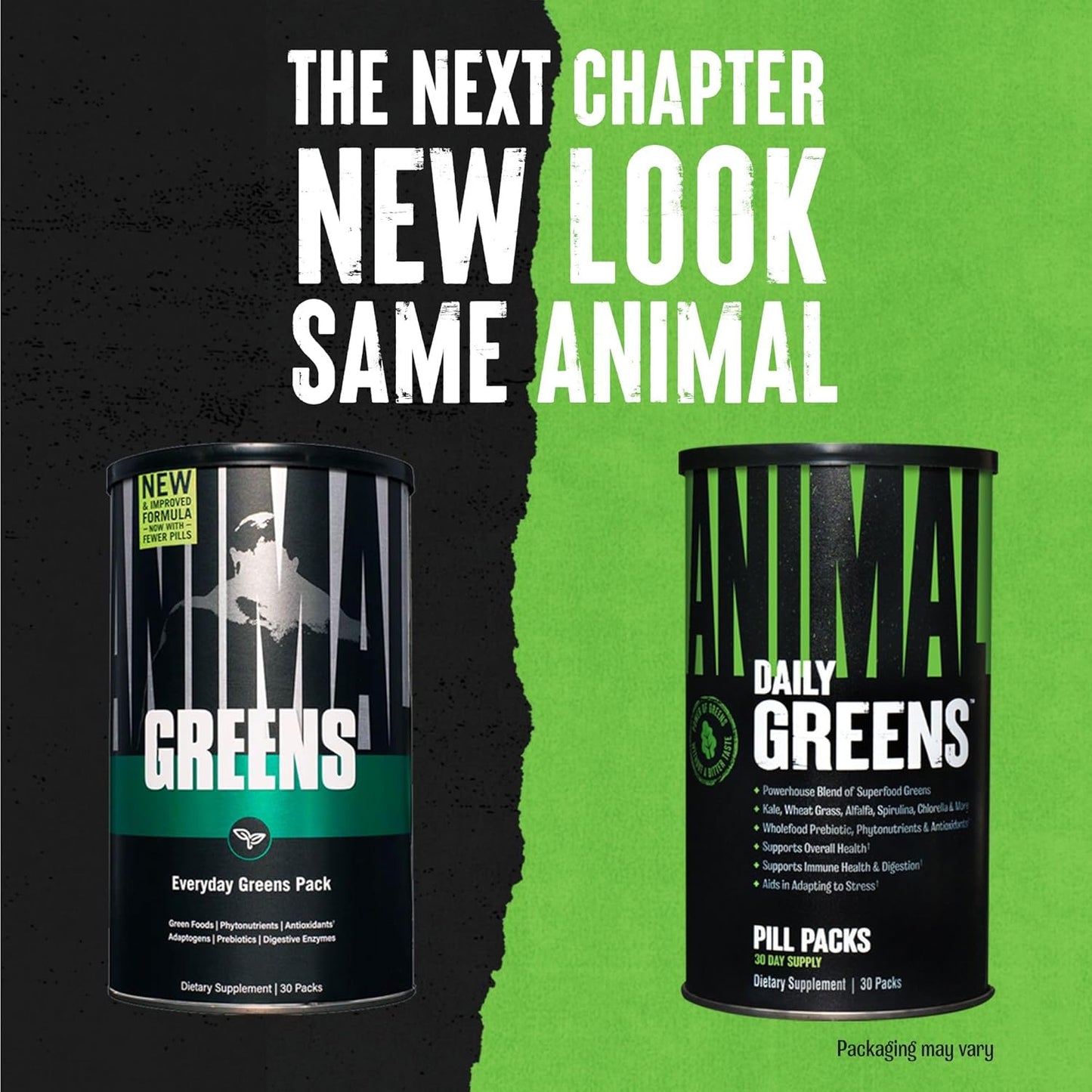 Animal Daily Greens Pill Packs - Kale, Wheat Grass, Alfalfa & More - Convenient Prebiotic and Probiotic Superfood Blend for Superior Digestion, Gut Health, and Immunity For Men & Women - 30 Day Supply