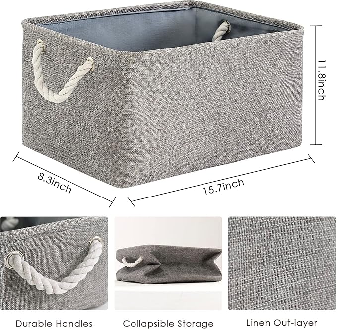 TheWarmHome Large Storage Bins- Storage Baskets for Organizing Shelves, Basket Organizer for Closet Bookshelf Dog Toy Nursery Clothes Laundry Home Organization, Fabric Storage Cubes W/Handles