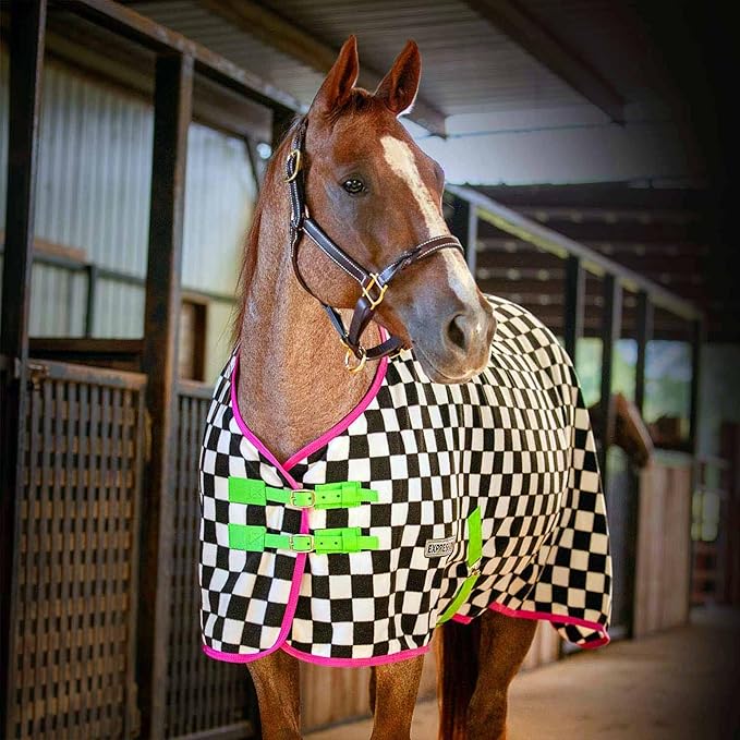 Jeffers Expression Fleece Cooler for Horses, Standard Neck, Skater Cowgirl 84"- Equine Towel Blanket, Moisture Absorbent, Light Weight, Best for Drying, Exercise, Bathing, Adjustable Belly Bands