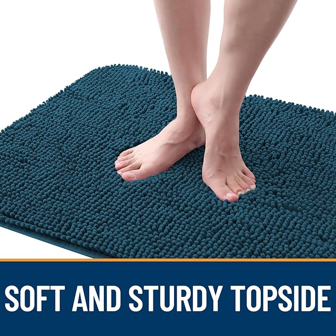 OLANLY Dog Door Mat Set 4-Piece 30x20, Absorbs Moisture and Dirt, Absorbent Non-Slip Washable Doormat, Quick Dry Chenille Mud Mat for Dogs, Entry Indoor Entryway Carpet for Inside Floor, Atlantic Blue