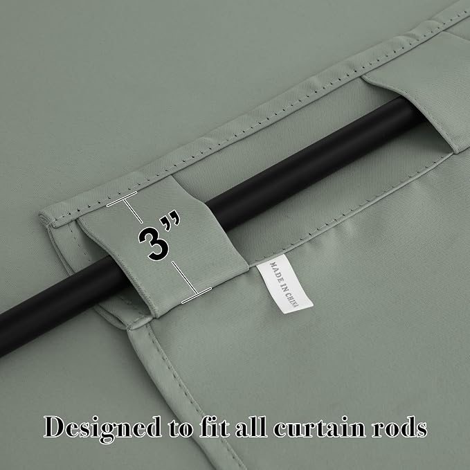 RYB HOME Sage Green Curtains for Bedroom, Vertical Privacy UV Protection Drapery