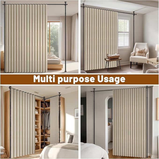 100% Blackout Room Divider Curtains Sets Beige W100 x L84 in, 2 Panels Curtain