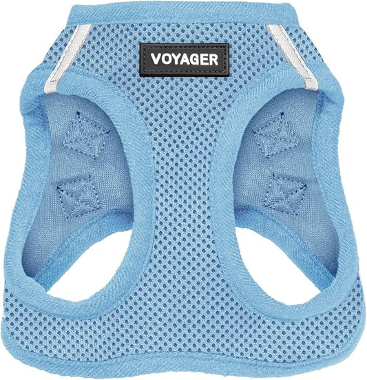 Best Pet Supplies Voyager Step-in Air Harness - All Weather Mesh, Reflective, No Pull Harness for Dogs, Cats - Secure with Hook & Loop Fastener, Buckle, Double D-Rings - Baby Blue, XL
