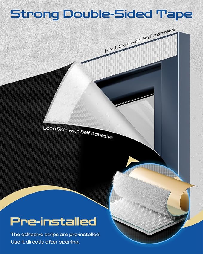 40" W x 72" L 100% Portable Blackout Curtains, Total Darkness No-Drill Black