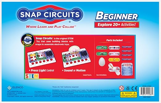 Snap Circuits Beginner, Electronics Exploration Kit, Stem Kit for Ages 5-9 (SCB-20)