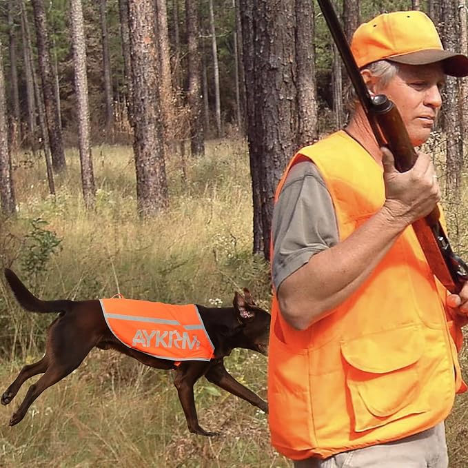 Custom Orange Reflective Dog Vest for Large Breeds,High Visibility Dog Safety Vest Harness with Removable Bell Keep Safe from Hunting, Training & Cars Accidents