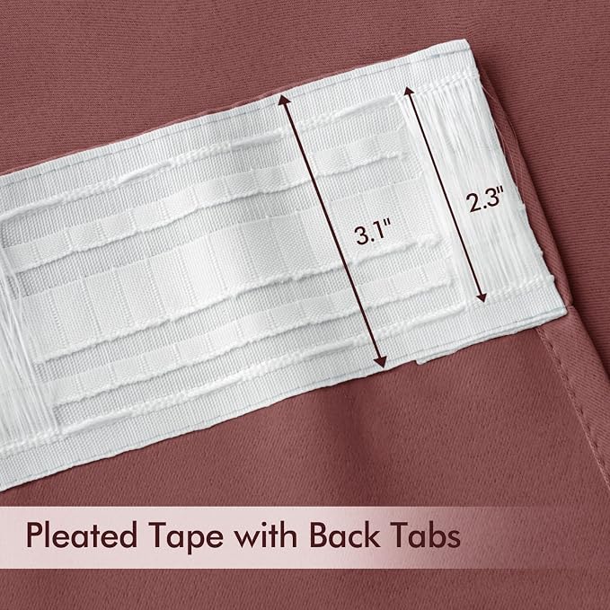 MIULEE Dusty Rose Back Tab Blackout Curtains 63 Inch Length 2 Panels Set