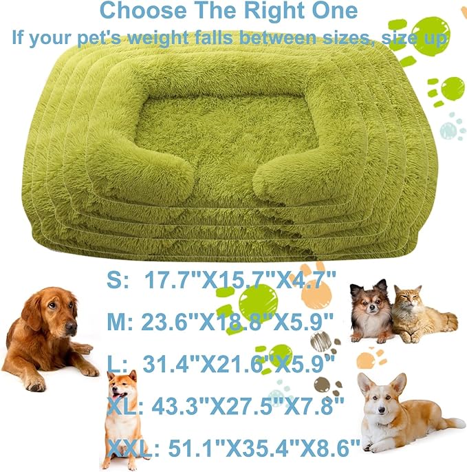 Dog Beds Large Sized dog Orthopedic, Sofa Dog Bed with Waterproof Lining and Nonskid Bottom, Rectangle Washable Dog Bed for Medium Small Dogs and Cats Comfortable ( Color : Green , Size : 23 x 18" )