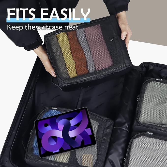 Gloppie 4-Pack Packing Cubes for Luggage - Organizer Suitcase Bags Set - Carry On Travel Accessories