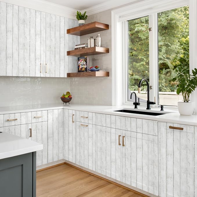 practicalWs 17.7''×393.7'' Wood Shiplap Peel and Stick Wallpaper, Self Adhesive
