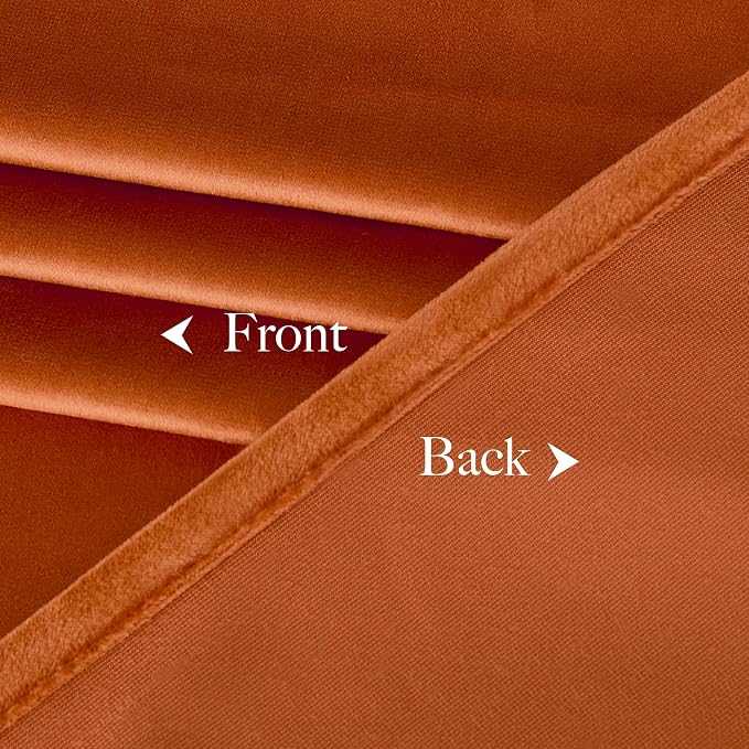 NICETOWN Orange Velvet Curtains 90 inch Long