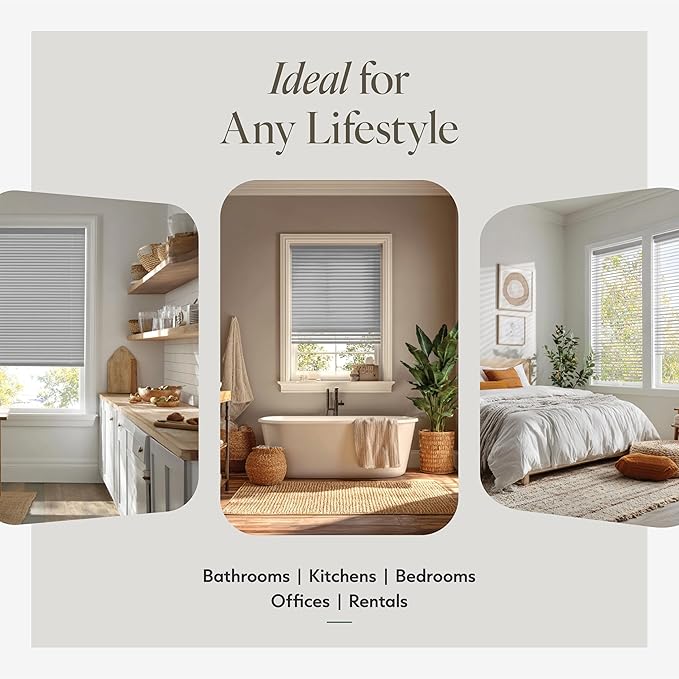 CHICOLOGY Cordless Mini Blinds for Indoor Windows, 81.5" W x 48" H, Light