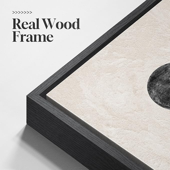 Framed Black and White Abstract Wall Art, 2 Piece Modern Canvas Prints